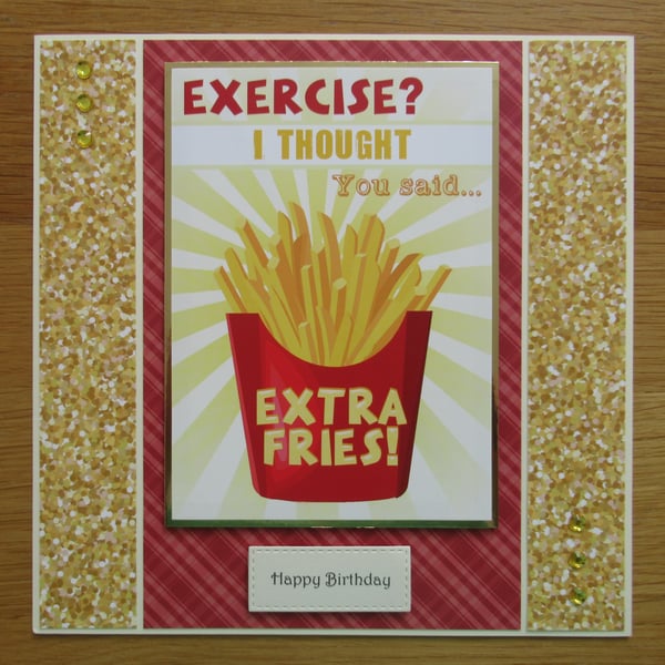 Extra Fries - Large Birthday Card (19x19cm)