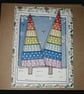 Quirky art set of 5 beautiful handmade Christmas tree rainbow cards  - Image 4