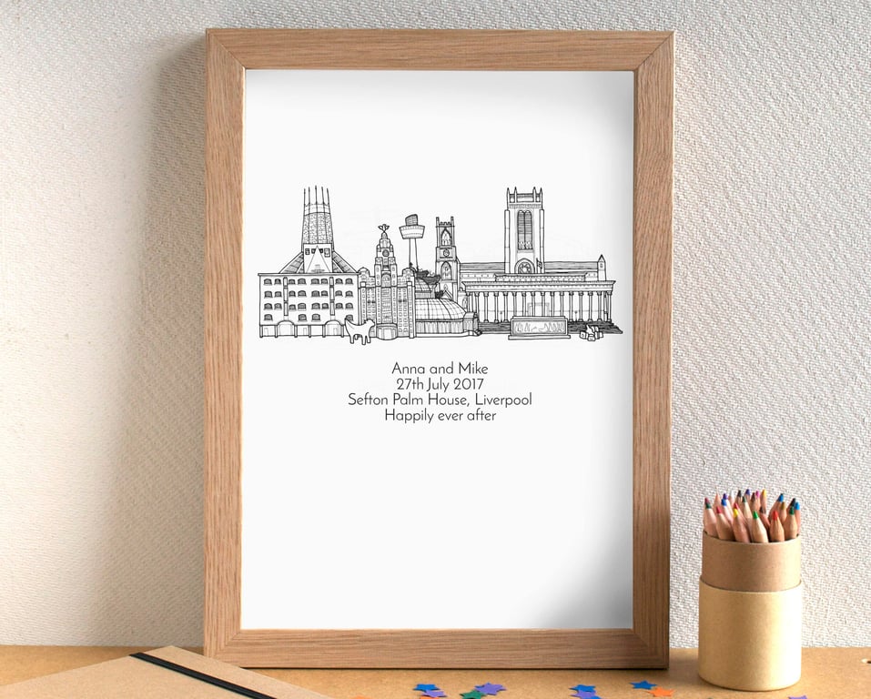 Wedding Skyline Personalised Art Print