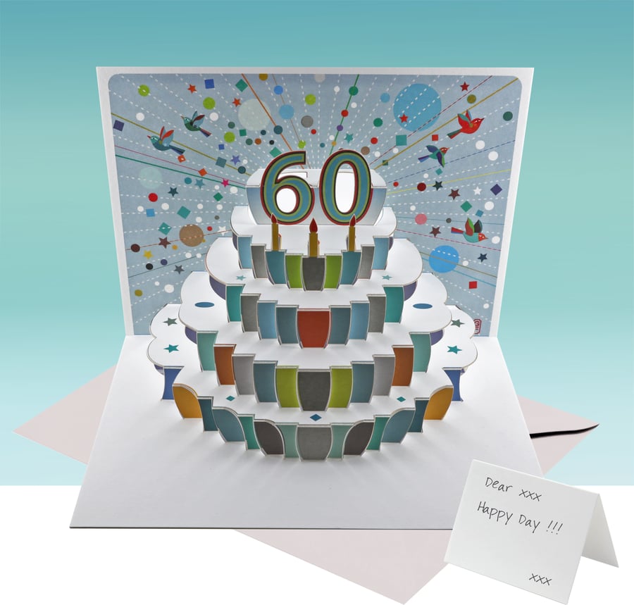 Pop Up Age 60 Birthday Card, 60th Birthday Card, Happy Birthday - POP152