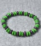 Green and Purple Wooden Rondelle Elastic Bracelet - Image 1