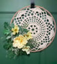 Hand-Crocheted Lace Wreath – 30cm Cream Doily with Summer Yellow Florals