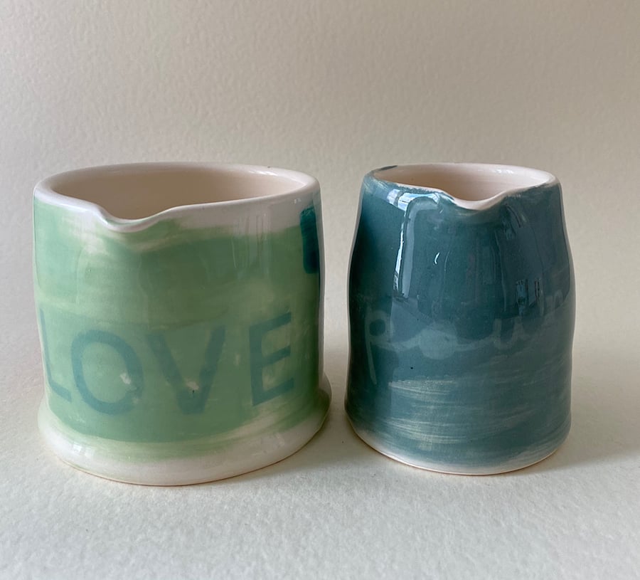 Love & Pour ceramic jug set.