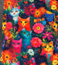 Bright Colours and Cats Book Sleeve, Cover, Pouch, Padded Protection - Image 2