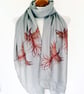 Phoenix Bird Scarf Spiritual Gift. Boho Fashion. Grey. Lightweight