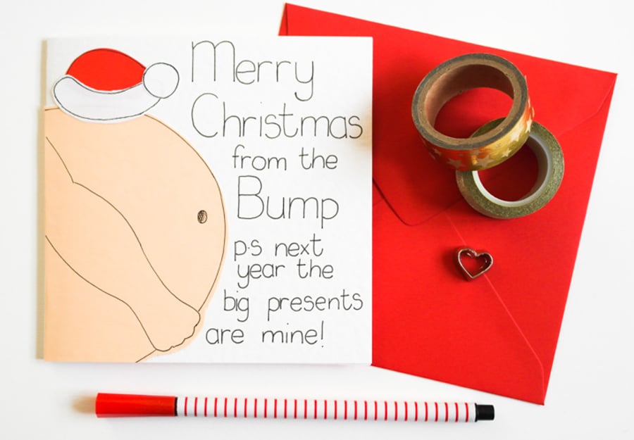 Greeting Card - Christmas Card from the Bump - Christmas card from Parents to Be