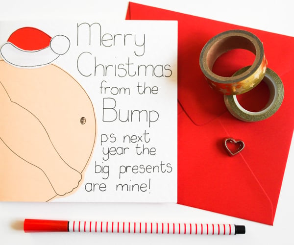 Greeting Card - Christmas Card from the Bump - Christmas card from Parents to Be