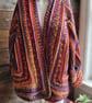 Handmade Hexagon Crochet Cardigan – Batik Boho Statement Jacket