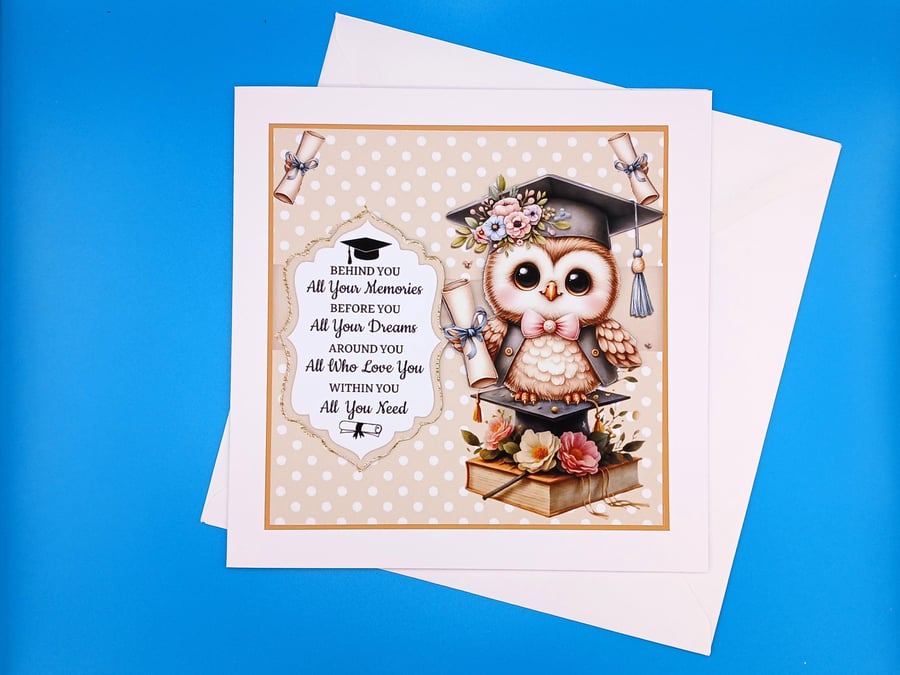 Graduation Card, Female, Handmade, Decoupage