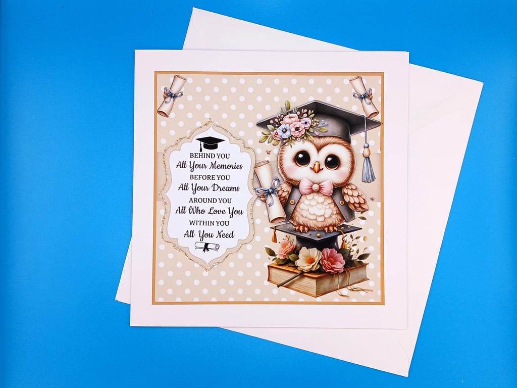 Graduation Card, Female, Handmade, Decoupage