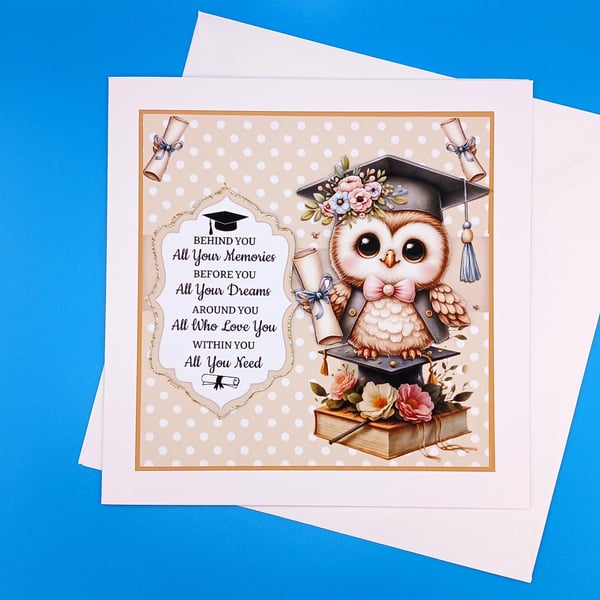 Graduation Card, Female, Handmade, Decoupage