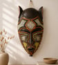 Midnight Guardian Mask – African Beaded Wall Décor