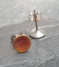 Orange enamel studs, Small round earrings, Colourful jewellery - Image 3