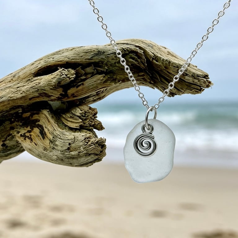 Unique Sea glass and charm necklace