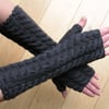 RESERVED Charcoal long fingerless gloves wrist warmers