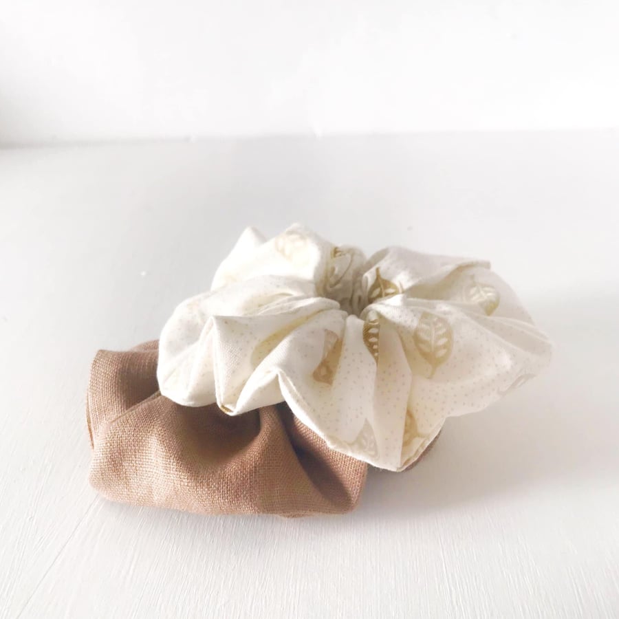 Autumn Leaves in Brown (Set of Two Scrunchies)