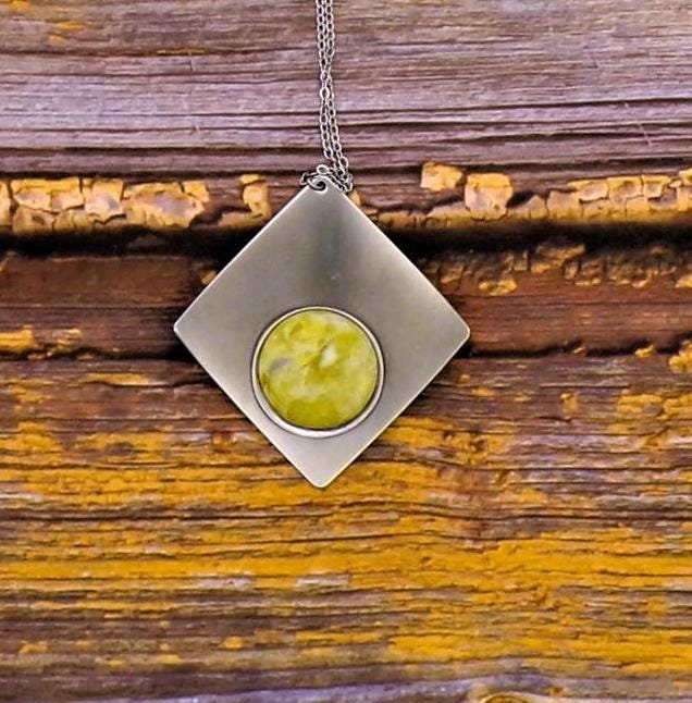 Scottish Marble Pendant - Stainless Steel Diamond Necklace