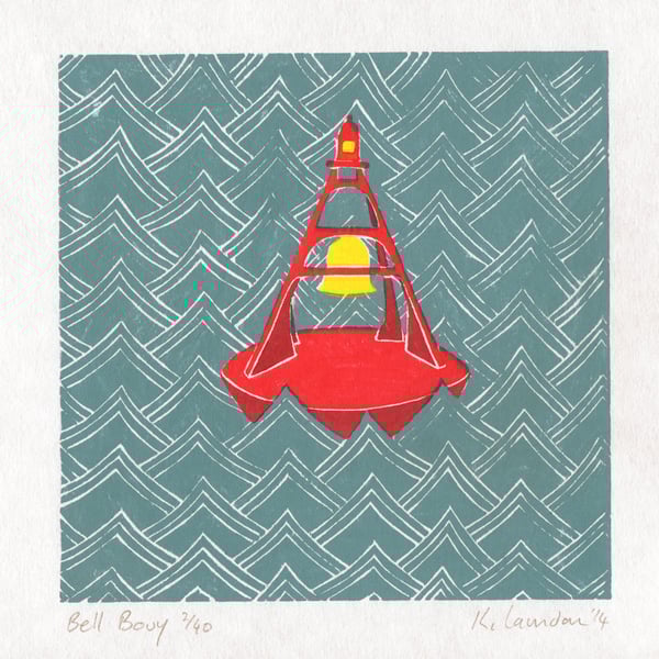 Bell bouy: Woodcut Print (FREE UK POSTAGE)
