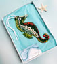 Textured Fused Glass Hanging Seahorse with Orange
