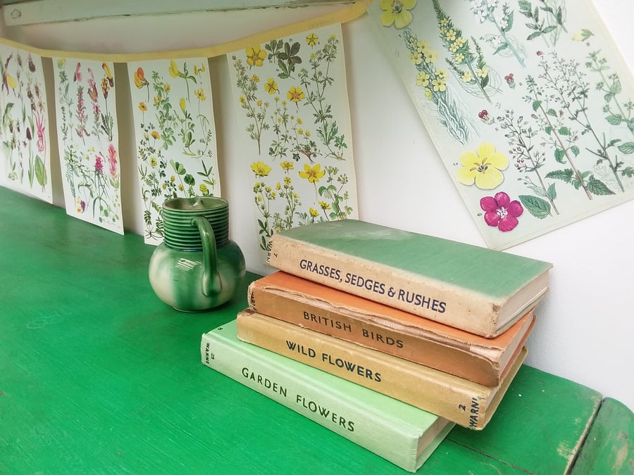 Vintage floral book bunting - summer flowers