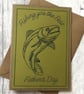 Fishing Trout  5x7 Any Occasion Personalised Handmade Machine Embroidered Card