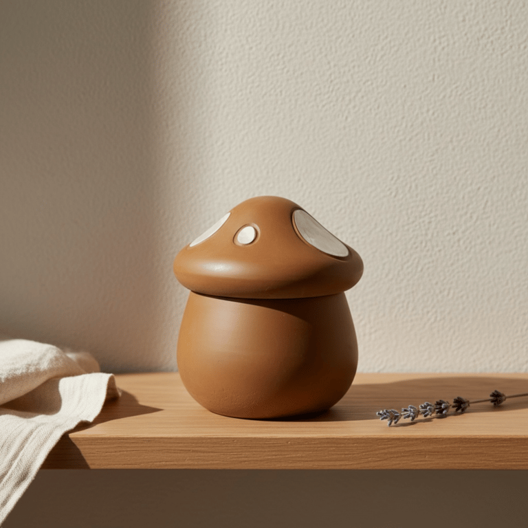 Brown and White Mushroom Shaped Trinket Pot - Toadstool Jewellery Box