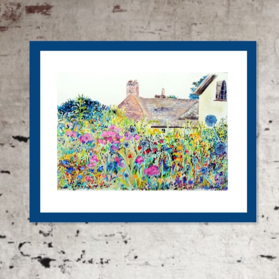 House and Garden Landscape Original Watercolour Painting