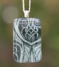  Pale green Art Nouveau glass pendant, fused glass Art Nouveau necklace F32 - Image 2