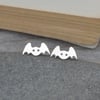 Mini Bat Earring Studs In Sterling Silver