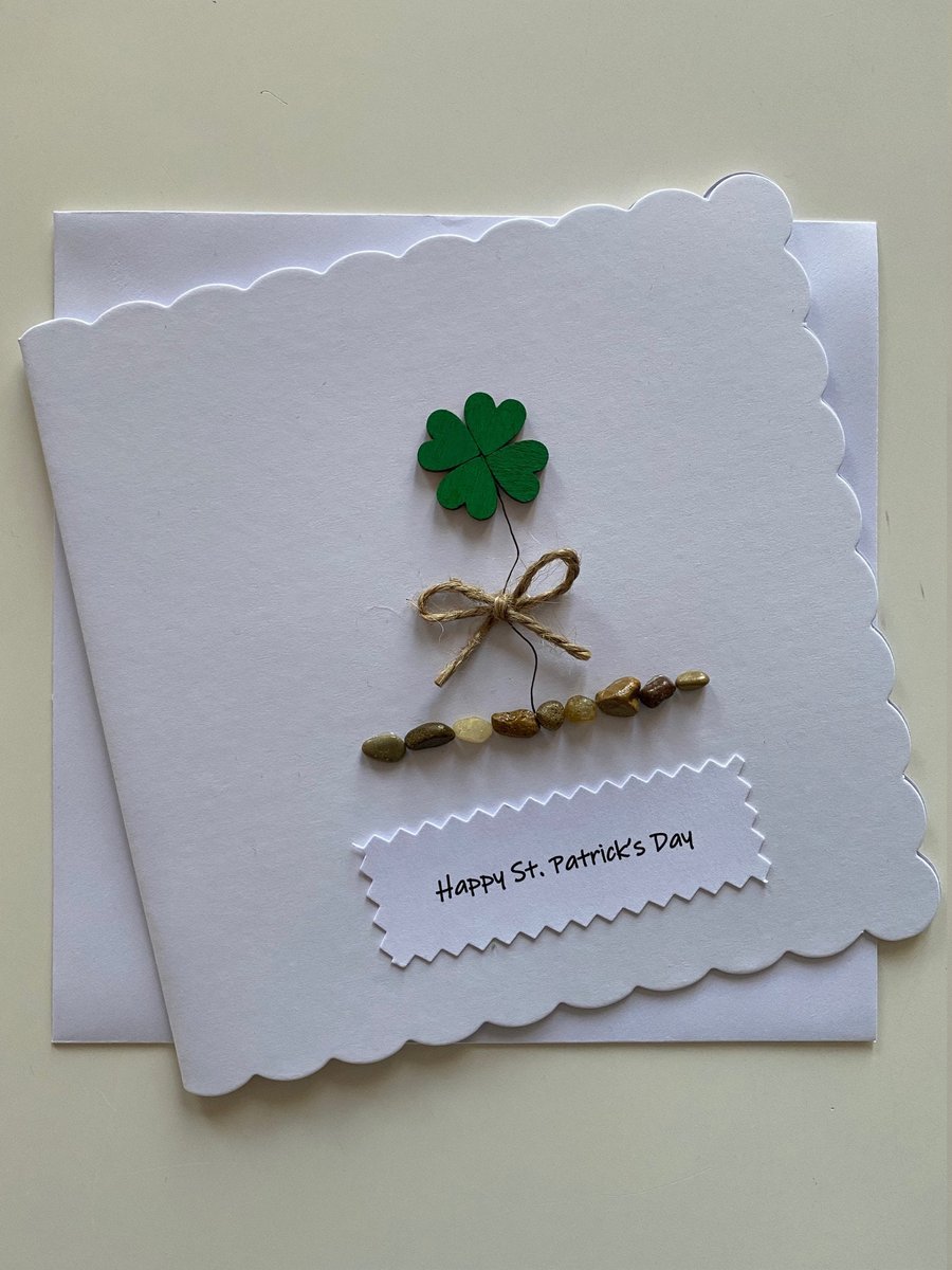 St Patrick's Day Handmade Card, Four Leaf Clover Card, Good Luck Handmade Card, 