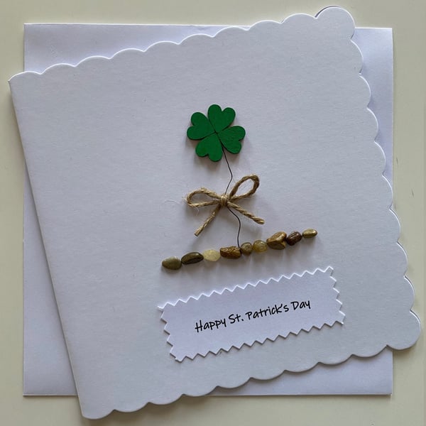 St Patrick's Day Handmade Card, Four Leaf Clover Card, Good Luck Handmade Card, 