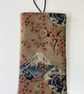 Soft Glasses Case, Mount Fuji Cherry Blossom Print, Japanese Eyeglass Pouch, Wav
