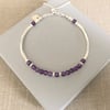 Purple Amethyst Sterling Silver Heart Charm Bracelet