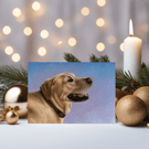 Christmas Card. Dog in Snow.