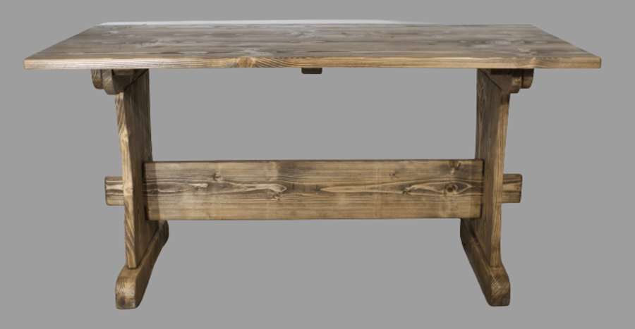 Handmade Solid Wood Dinning Table, Traditional Rustic Farmhouse Style.