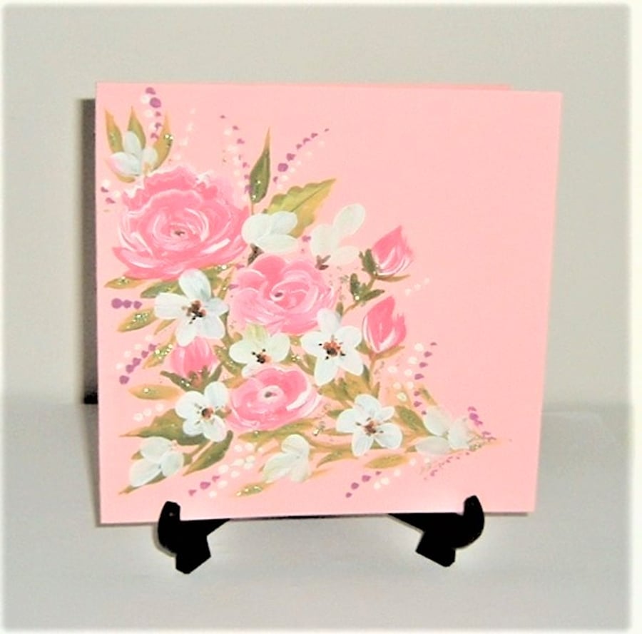 hand painted original art greetings card ( ref F 599)
