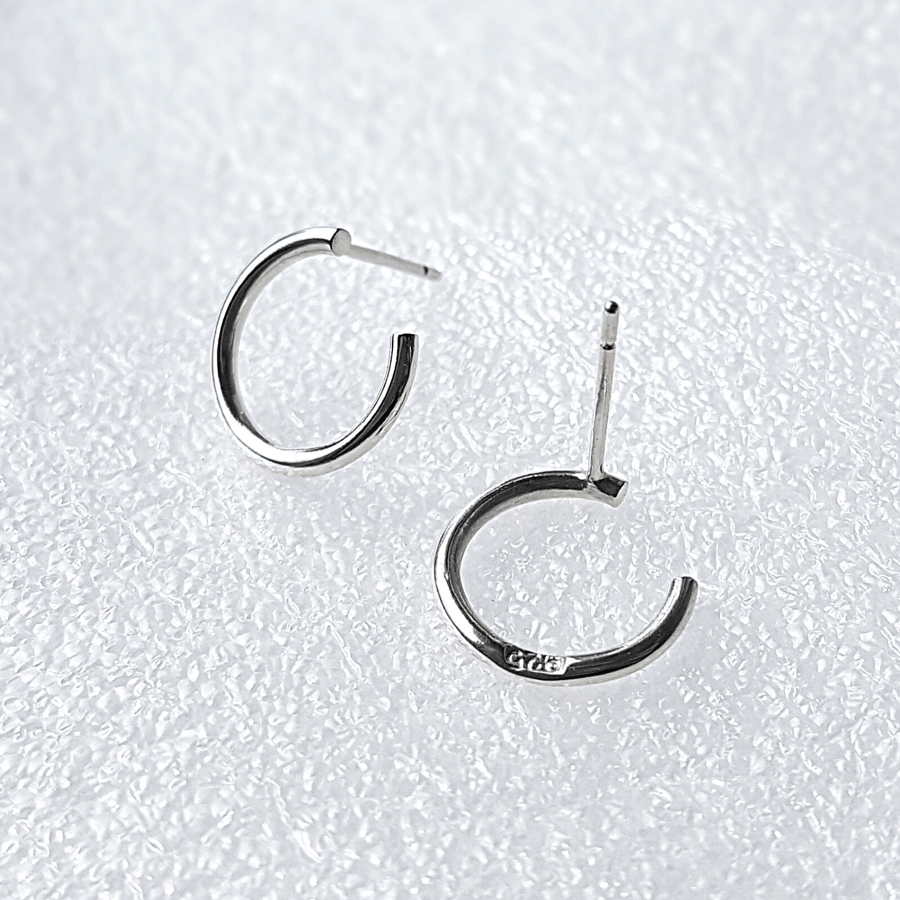 Circle Wire Stud Earrings in Sterling Silver - Gift-Boxed With Free Delivery