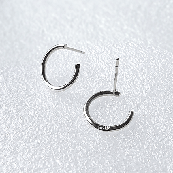 Circle Wire Stud Earrings in Sterling Silver - Gift-Boxed With Free Delivery