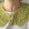 Large Handmade crochet Lime Lace Vintage Ladies Collar , free 2nd class P&P