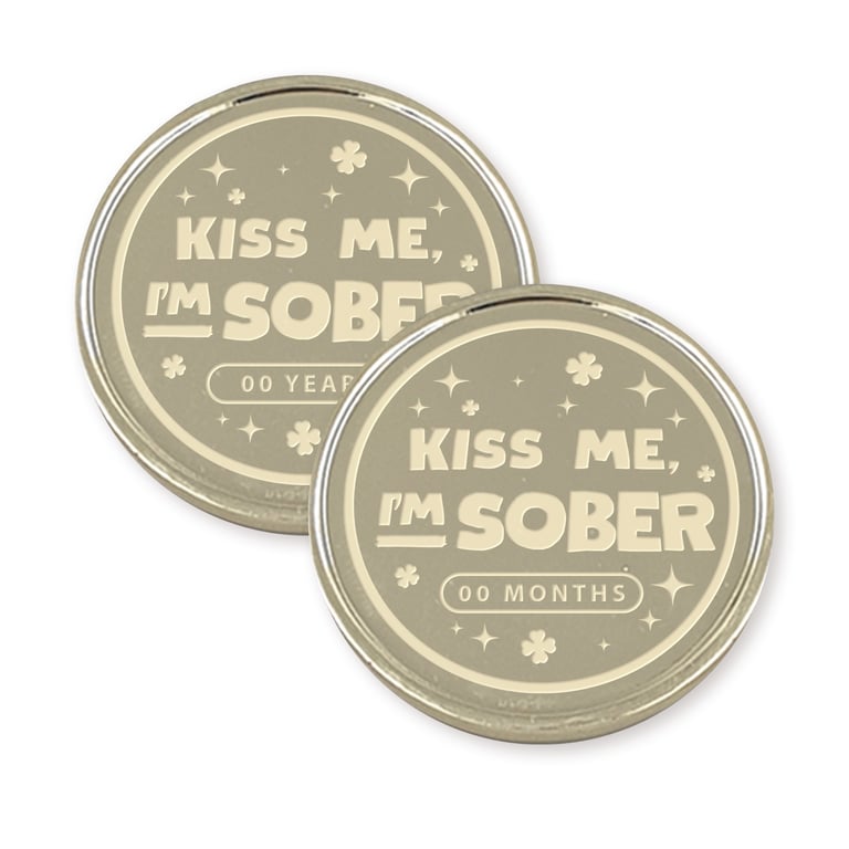 Kiss Me, I'm Sober 03 Sobriety Coin Custom Sobriety Token Personalised Milestone