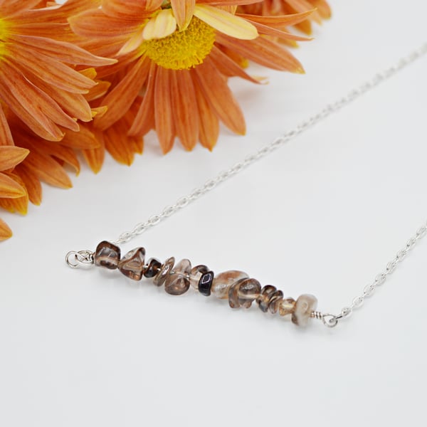 Smoky Quartz Bar Necklace - Free Postage