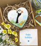 Puffin Ceramic Heart – Seaside Decoration, Postable Gift - Image 1