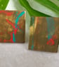 Turquoise Dash, Stainless Steel Post Earrings. - Image 3