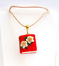 Polymer Clay Red Floral Book Pendant - Image 2