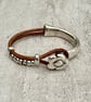 Women's Leather Bracelet, Silver Plated Boho Cuff Bracelet - Image 6
