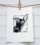 Whippet - Linocut Print - Image 2