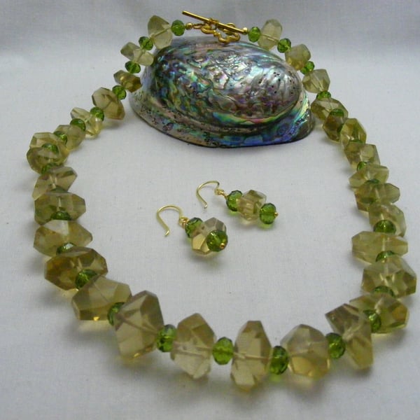 Lemon Quartz Gemstone Jewellery Set.