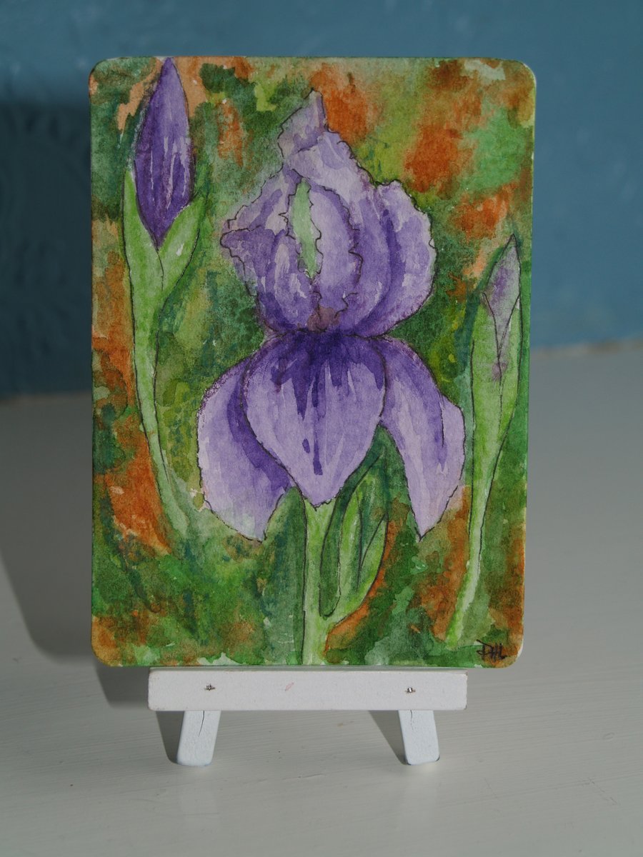 ACEO Original Iris mixed media painting