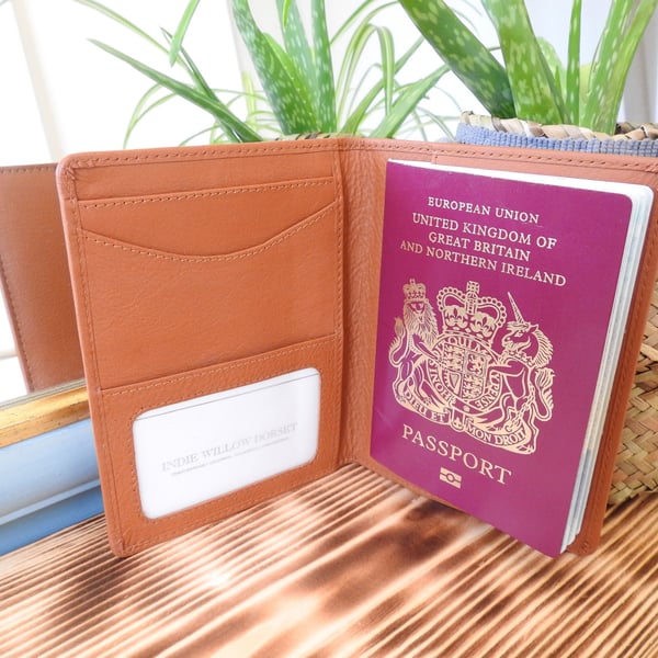 Tan Leather Passport Holder, Tan Passport Cover, Tan Leather Travel Wallet