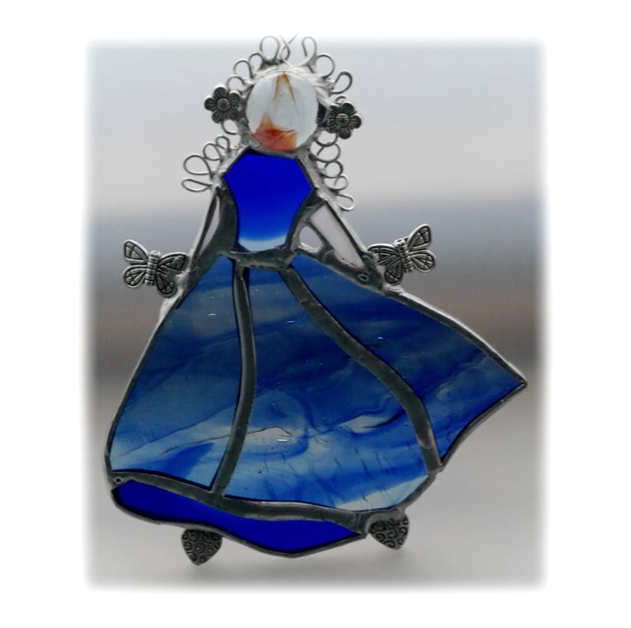 Princess Suncatcher Stained Glass Cinderella Dancer Blue 010